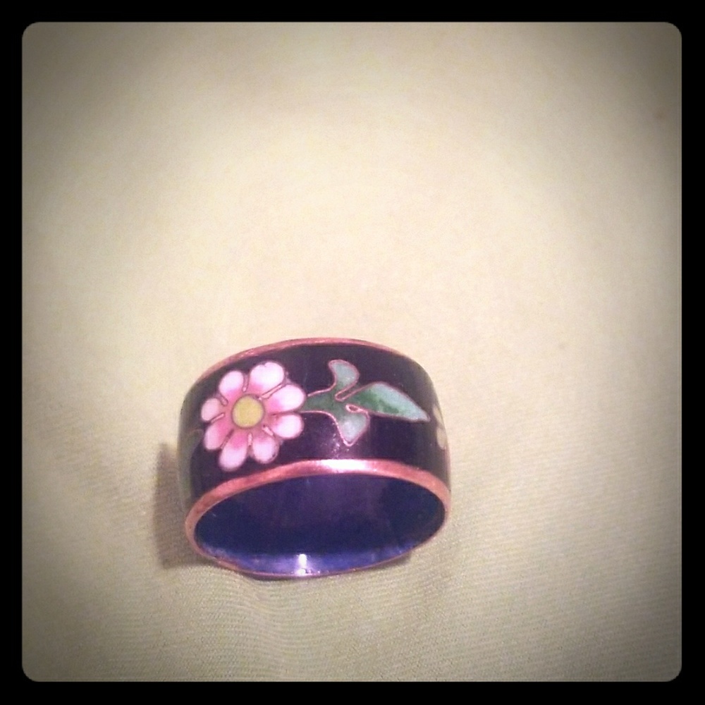 Vintage Brass and ceramic ring